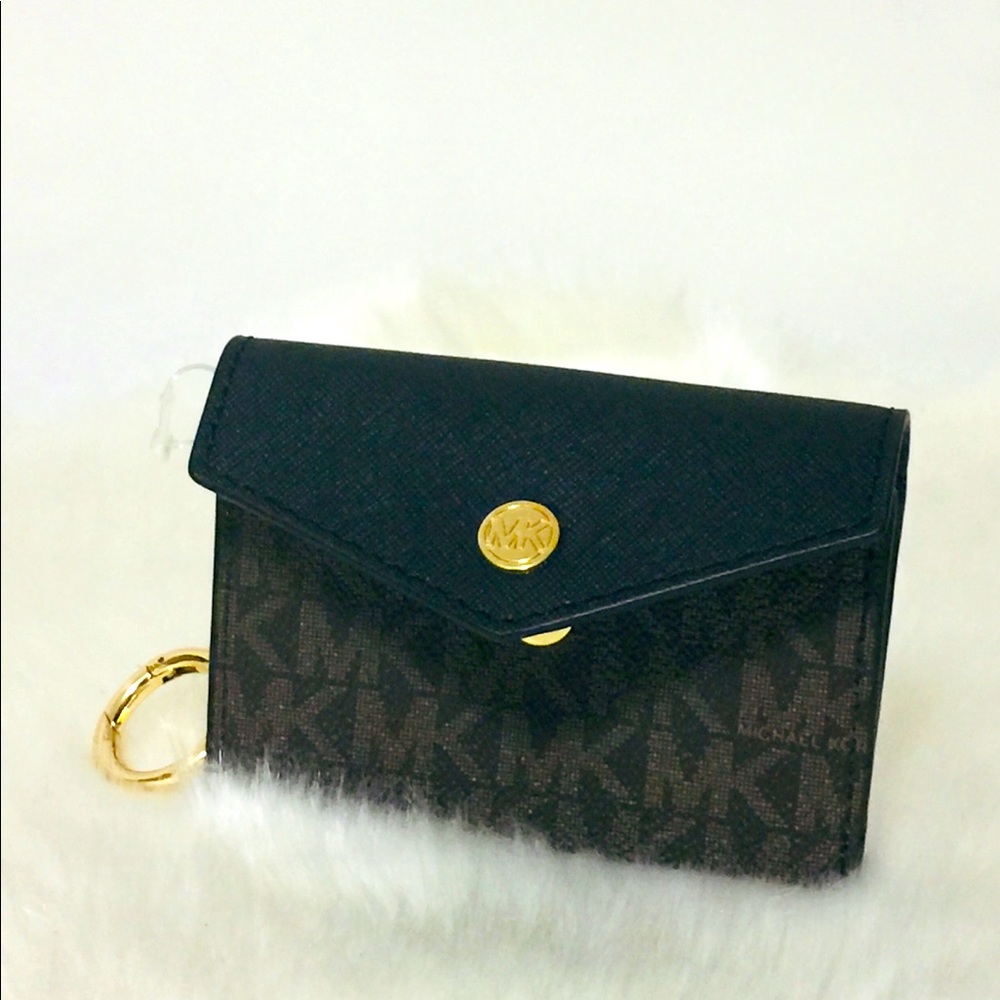 NWT Michael Kors Brown Black Key/ID/Credit card case wallet - Picture 9 of 12